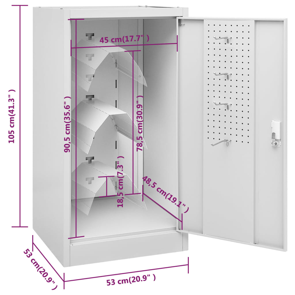 Zadelkast Staal 53 x 53 x 105 cm Lichtgrijs
