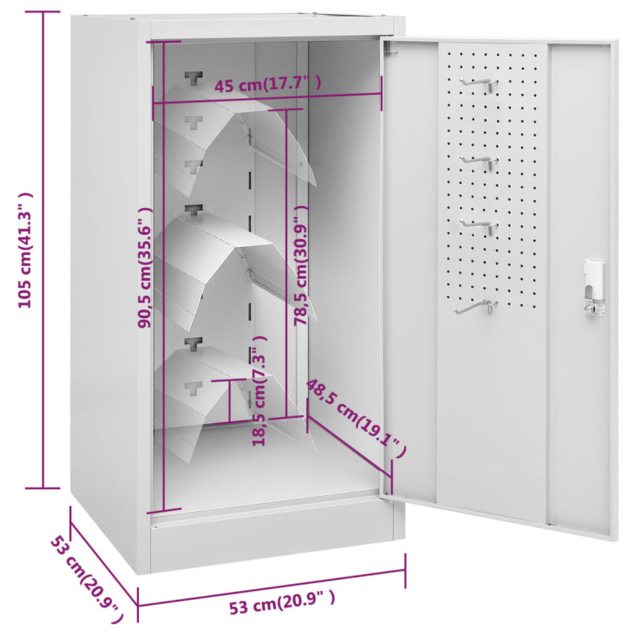 Zadelkast Staal 53 x 53 x 105 cm Lichtgrijs