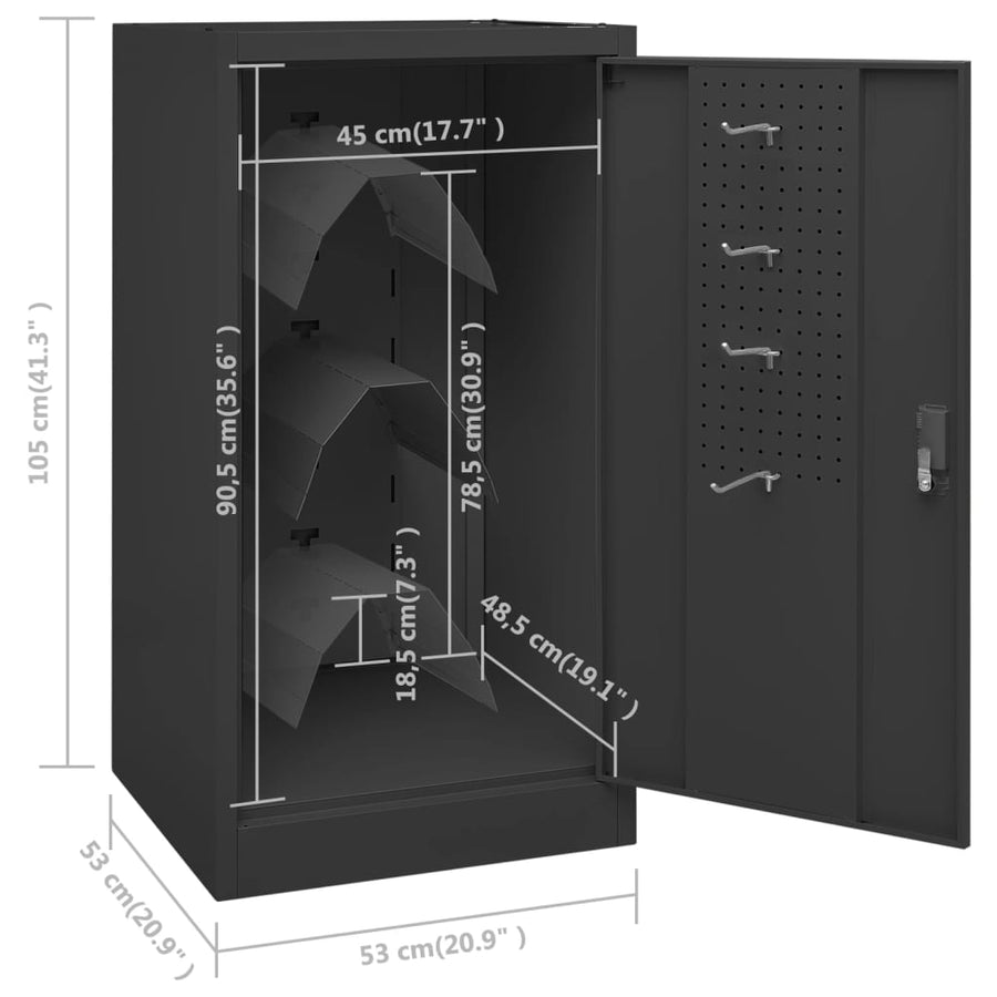 Zadelkast Staal Kleurig 53 x 53 x 105 cm Antraciet