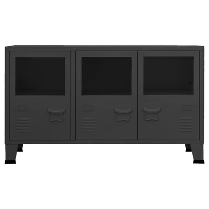 Dressoir industrieel 105x35x62 cm metaal en glas zwart