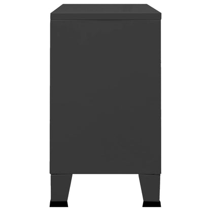 Dressoir industrieel 105x35x62 cm metaal en glas zwart