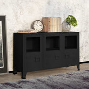 Dressoir 105x35x62 cm metaal glas zwart