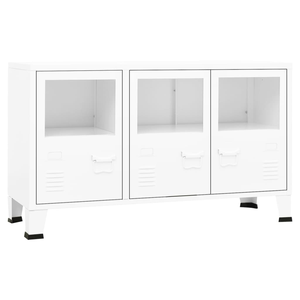 Dressoir Industrieel 05X35X62 Cm Metaal En Glas Wit