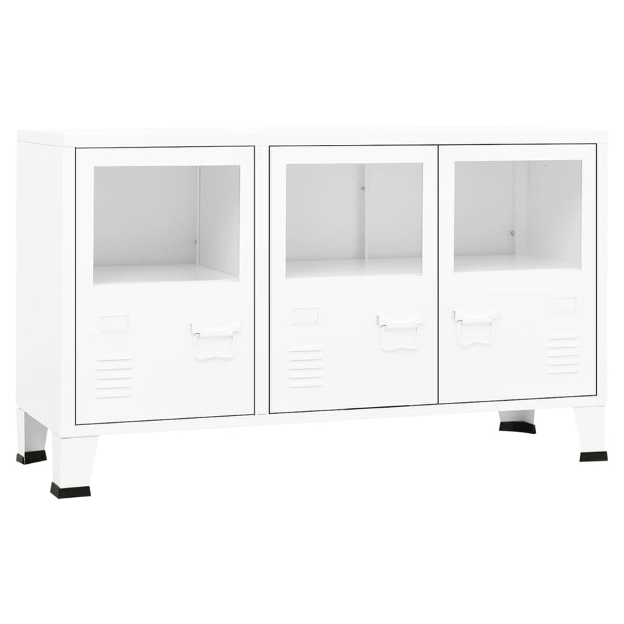 Dressoir Industrieel 05X35X62 Cm Metaal En Glas Wit