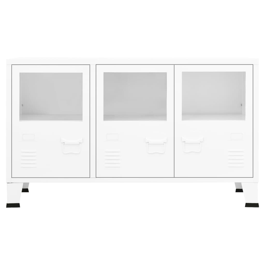 Dressoir Industrieel 05X35X62 Cm Metaal En Glas Wit