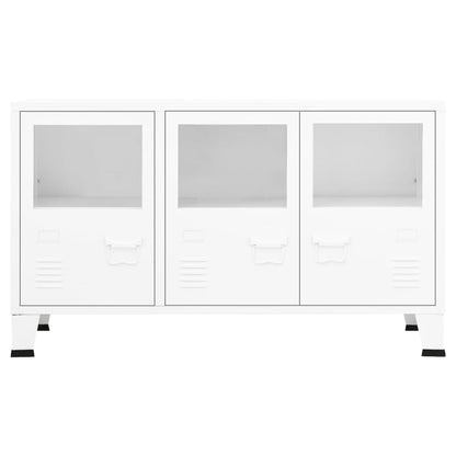Dressoir Industrieel 05X35X62 Cm Metaal En Glas Wit