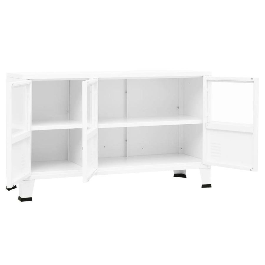 Dressoir Industrieel 05X35X62 Cm Metaal En Glas Wit