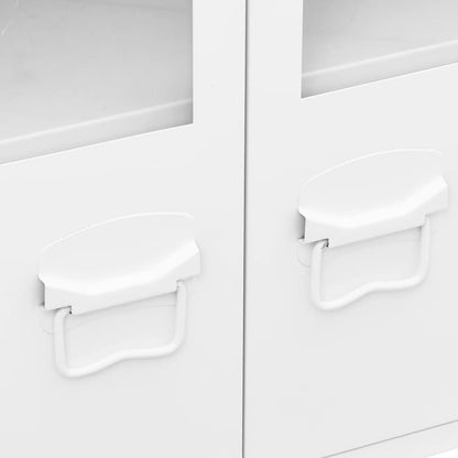 Dressoir Industrieel 05X35X62 Cm Metaal En Glas Wit