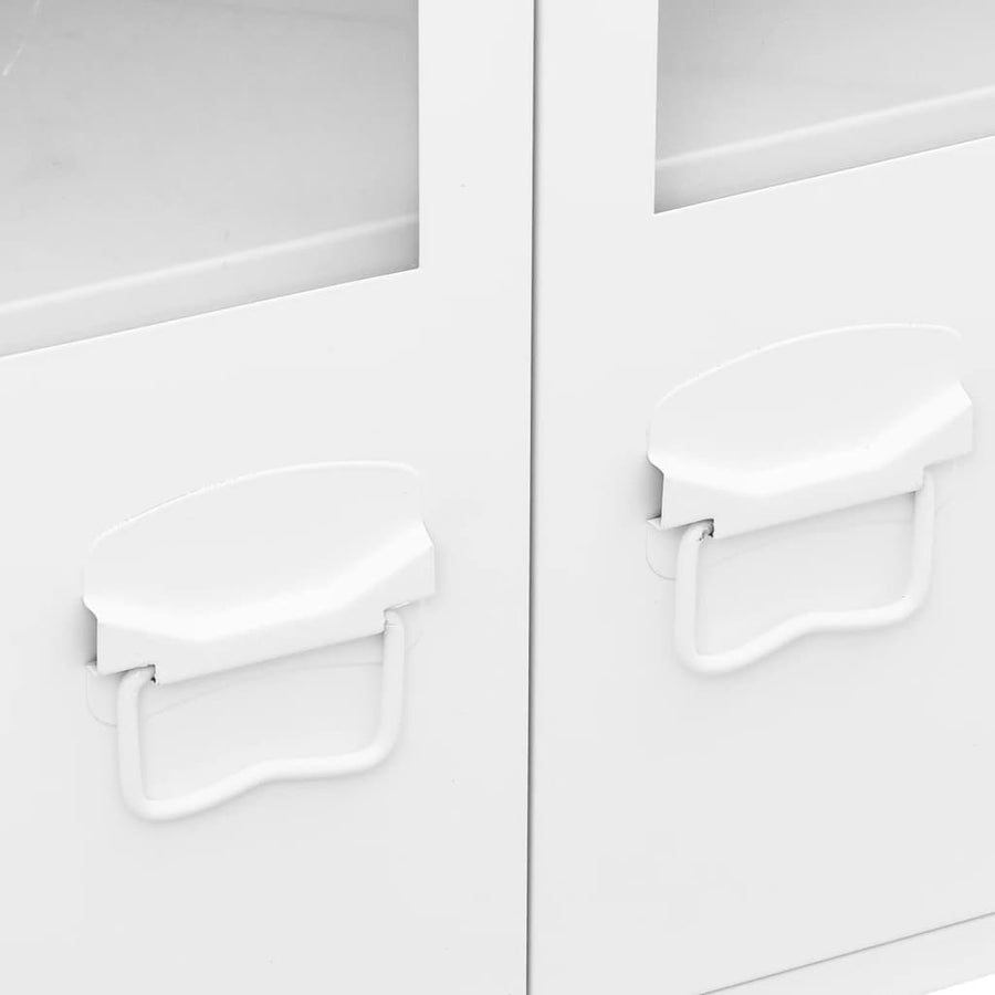 Dressoir Industrieel 05X35X62 Cm Metaal En Glas Wit