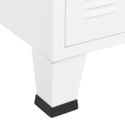 Dressoir Industrieel 05X35X62 Cm Metaal En Glas Wit