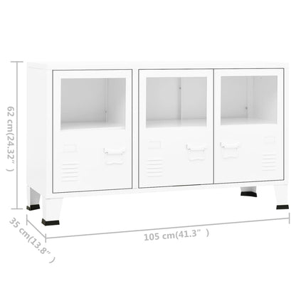Dressoir Industrieel 05X35X62 Cm Metaal En Glas Wit
