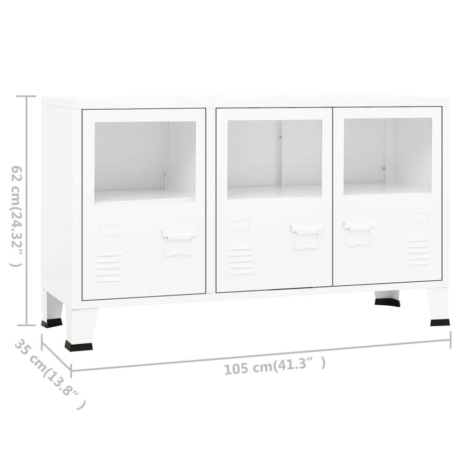 Dressoir Industrieel 05X35X62 Cm Metaal En Glas Wit