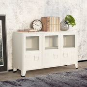 Dressoir 105x35x62 cm metaal glas wit