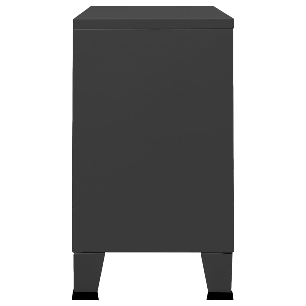 Dressoir industrieel 105x35x62 cm metaal en glas antracietkleur