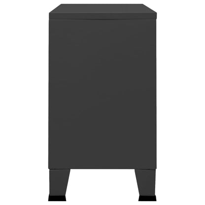 Dressoir industrieel 105x35x62 cm metaal en glas antracietkleur