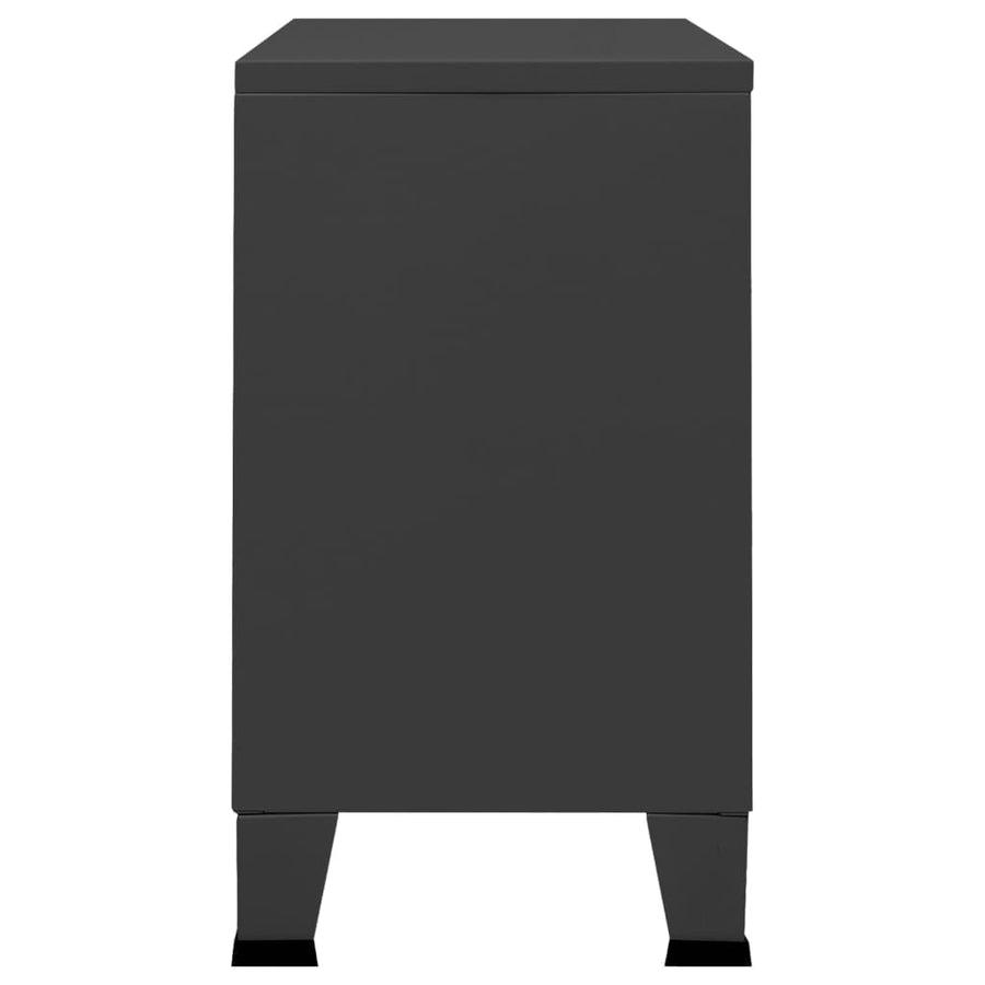 Dressoir industrieel 105x35x62 cm metaal en glas antracietkleur