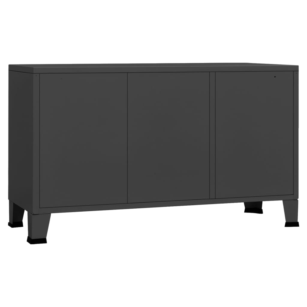 Dressoir industrieel 105x35x62 cm metaal en glas antracietkleur