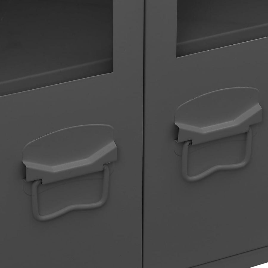 Dressoir industrieel 105x35x62 cm metaal en glas antracietkleur