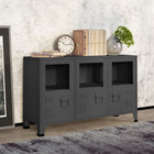 Dressoir industrieel 105x35x62 cm metaal glas antraciet