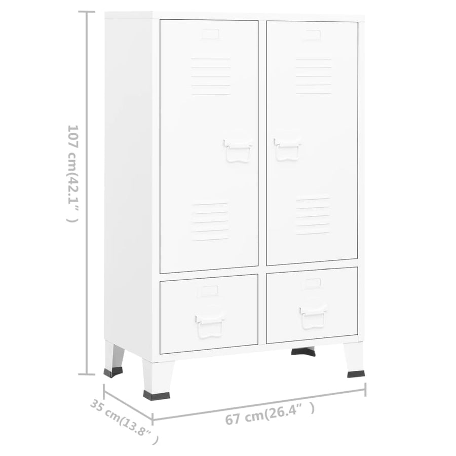 Kledingkast Industrieel 67X35X07 Cm Staal Wit