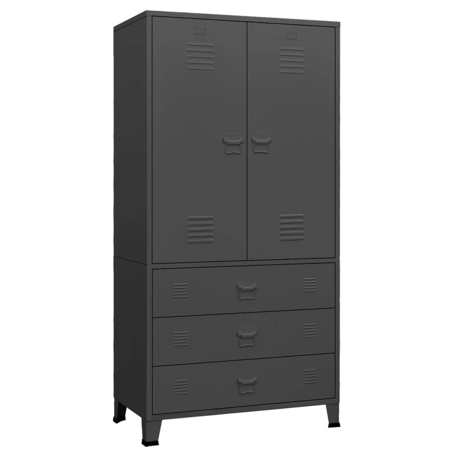 Kledingkast industrieel 90x50x180 cm metaal antracietkleurig Antraciet