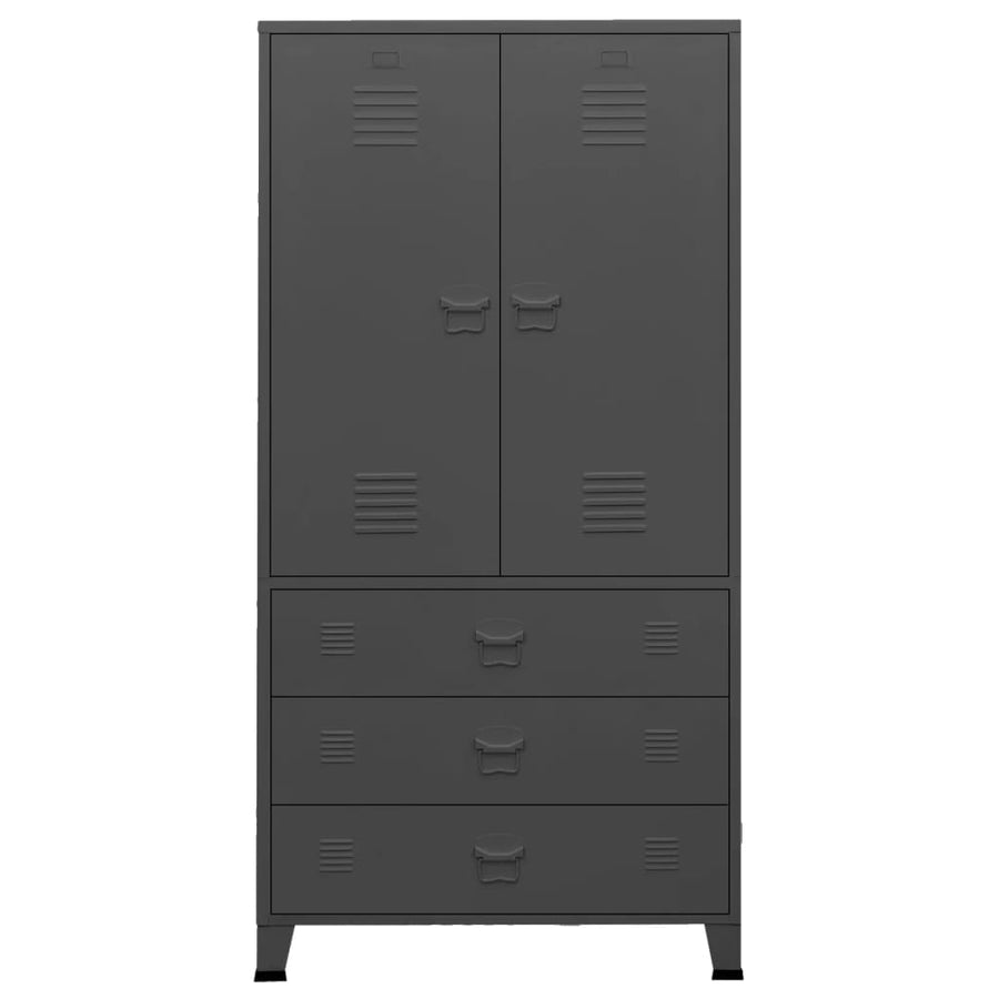 Kledingkast industrieel 90x50x180 cm metaal antracietkleurig Antraciet