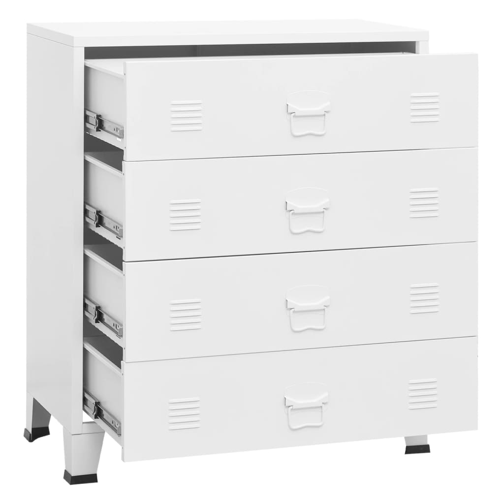 Ladekast Industrieel 78X40X93 Cm Metaal Wit