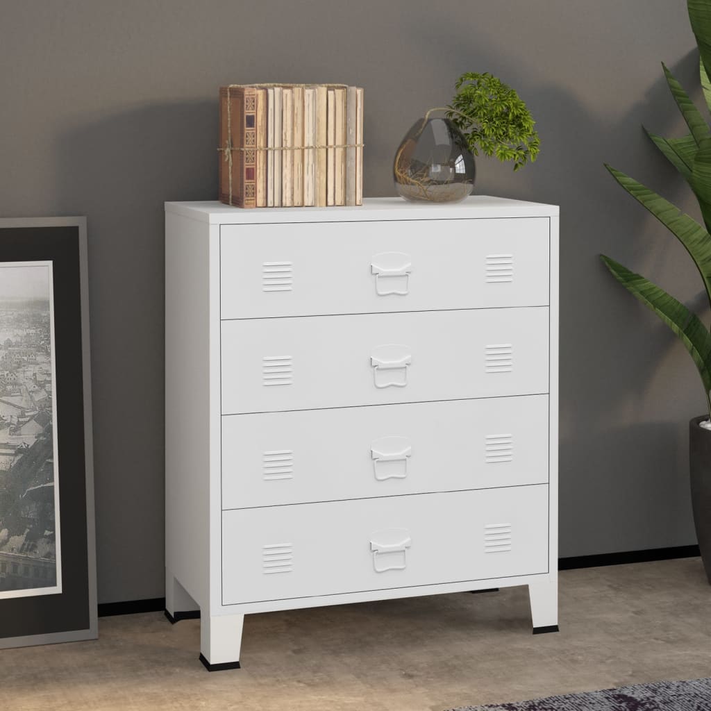 Ladekast Industrieel 78X40X93 Cm Metaal Wit