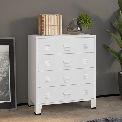 Ladekast Industrieel 78X40X93 Cm Metaal Wit