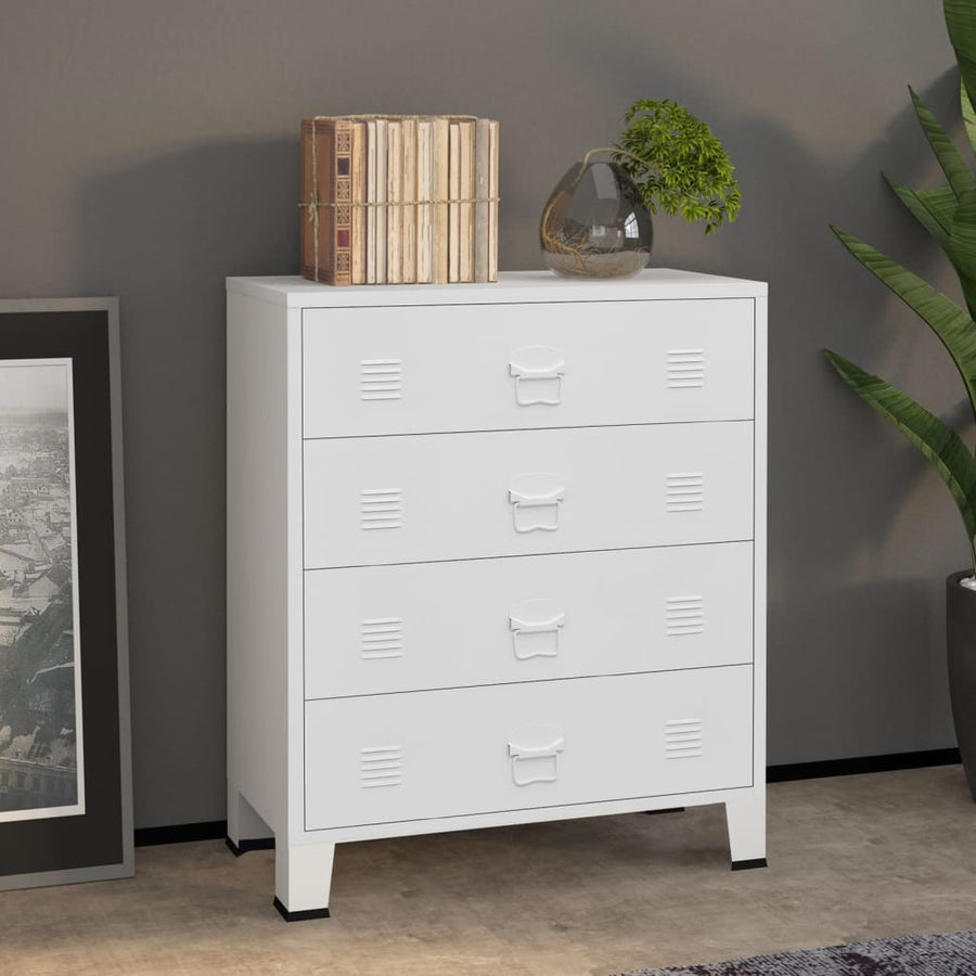 Ladekast Industrieel 78X40X93 Cm Metaal Wit