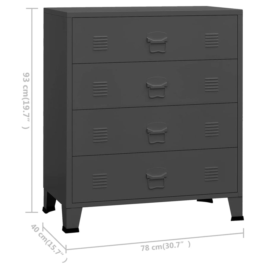 Ladekast Industrieel 78X40X93 Cm Metaal Kleurig Antraciet