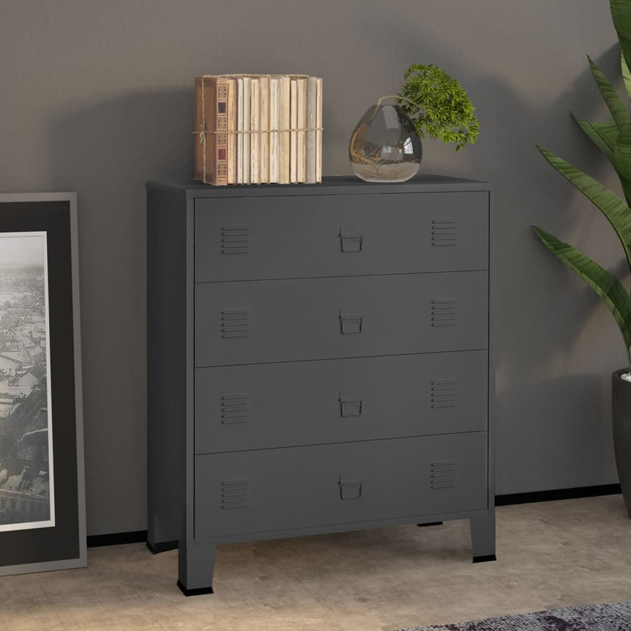 Ladekast Industrieel 78X40X93 Cm Metaal Kleurig Antraciet