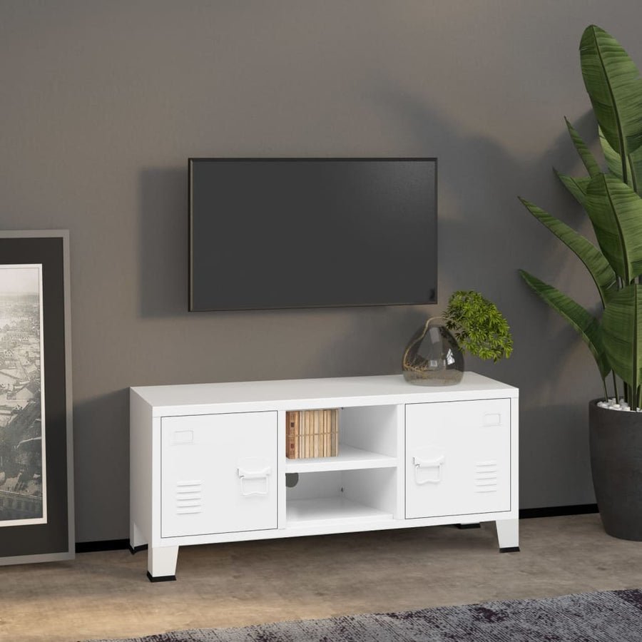 Tv-Meubel Industrieel 05X35X42 Cm Metaal Wit