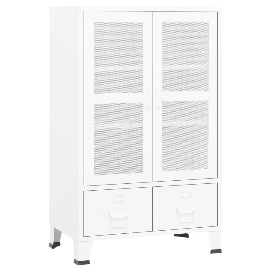 Opbergkast industrieel 70x40x115 cm metaal wit