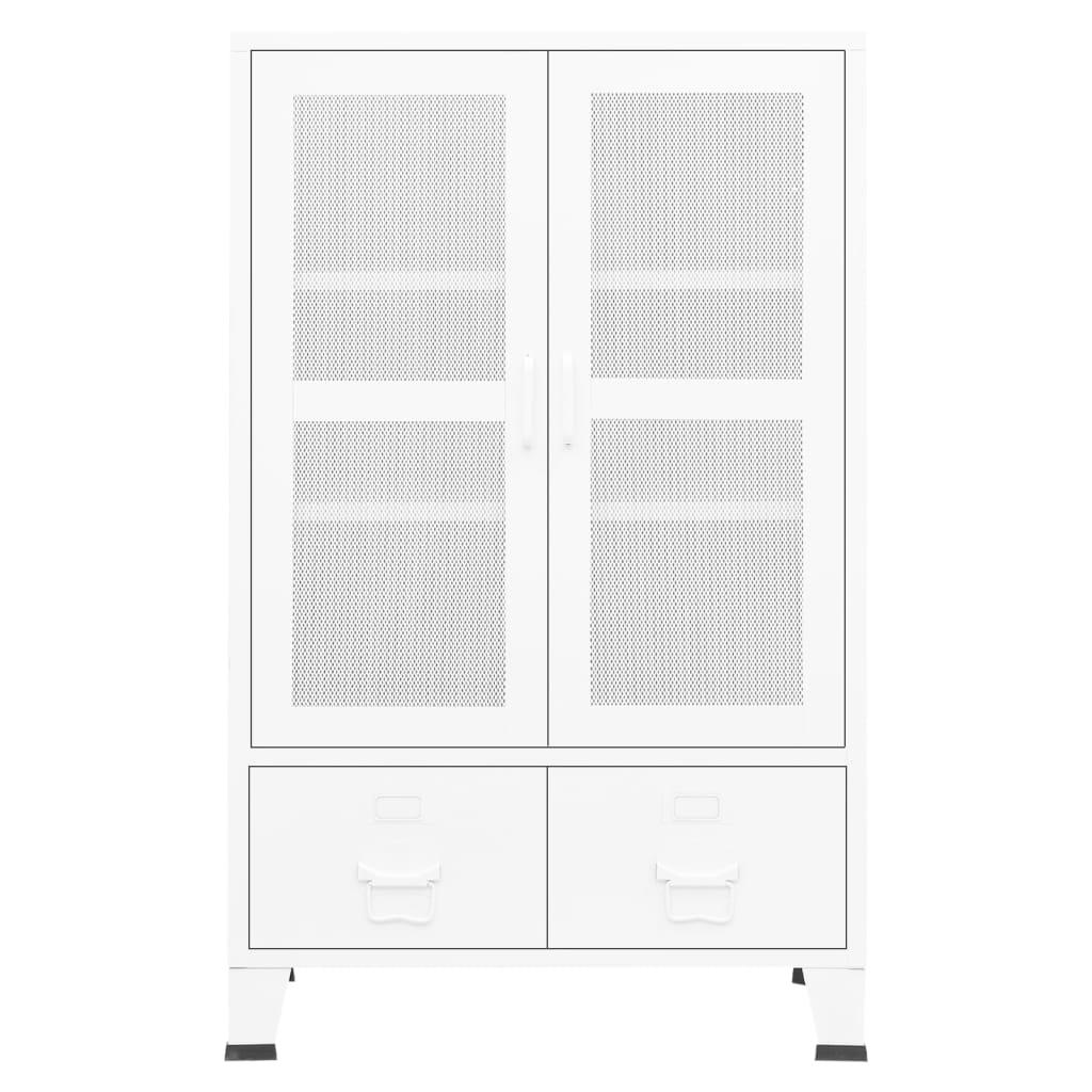 Opbergkast industrieel 70x40x115 cm metaal wit