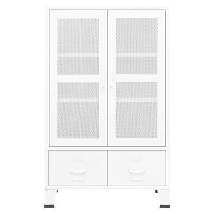 Opbergkast industrieel 70x40x115 cm metaal wit