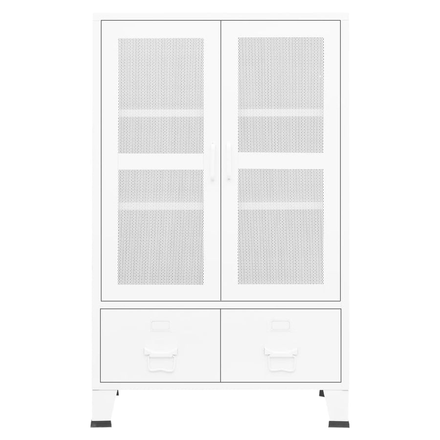 Opbergkast industrieel 70x40x115 cm metaal wit