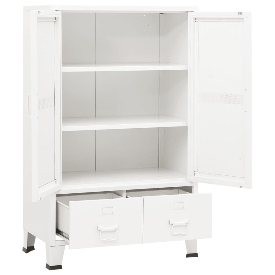 Opbergkast industrieel 70x40x115 cm metaal wit