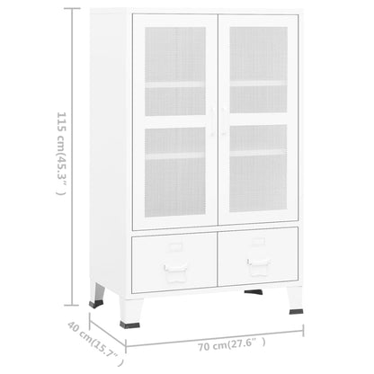 Opbergkast industrieel 70x40x115 cm metaal wit