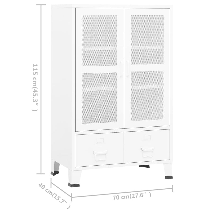 Opbergkast industrieel 70x40x115 cm metaal wit