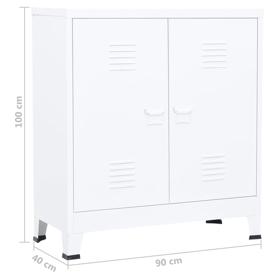 Opbergkast Industrieel 90X40X100 Cm Staal Wit
