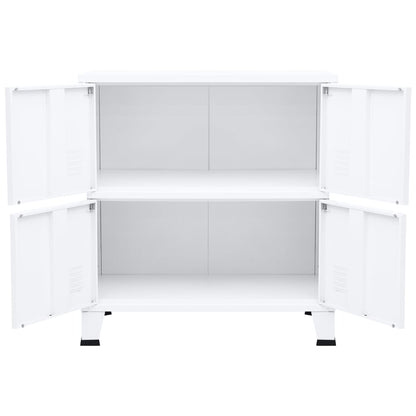 Opbergkast Industrieel 75X40X80 Cm Staal Wit