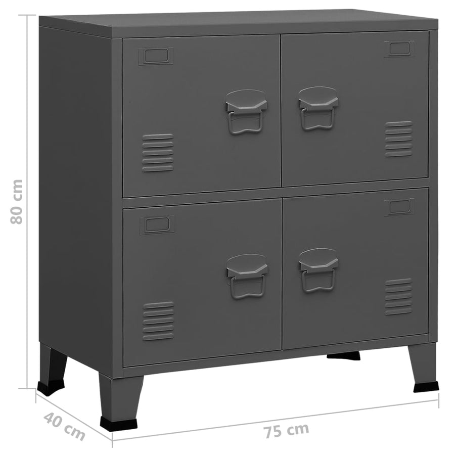 Opbergkast Industrieel 75X40X80 Cm Staal Antracietkleurig