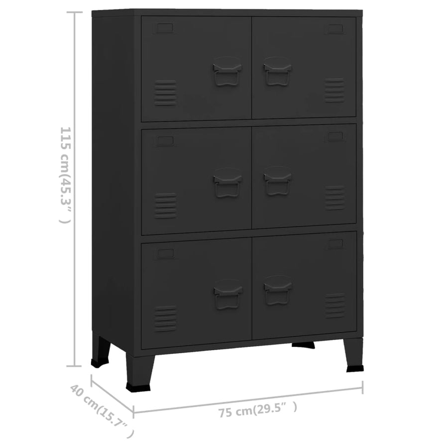 Opbergkast Industrieel 75X40X120 Cm Metaal Zwart