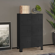 Opbergkast metaal 75x40x115 cm zwart industrieel