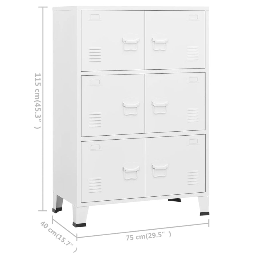 Opbergkast Industrieel 75X40X115 Cm Metaal Wit