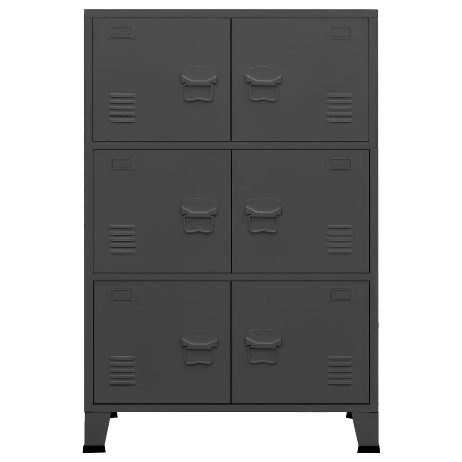 Opbergkast Industrieel 70X40X115 Cm Metaal Antracietkleurig