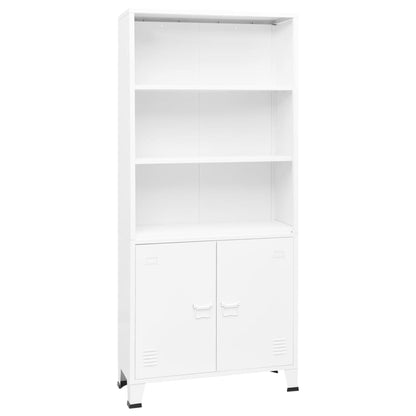 Boekenkast Industrieel 80X32X180 Cm Staal Wit