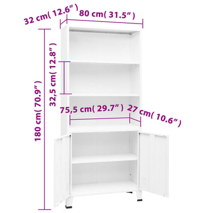 Boekenkast Industrieel 80X32X180 Cm Staal Wit