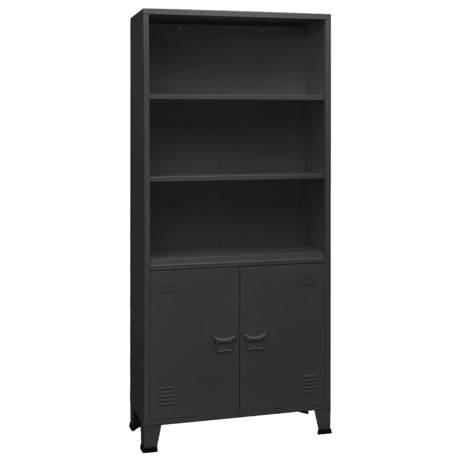 Boekenkast industrieel 80x32x180 cm staal antracietkleurig